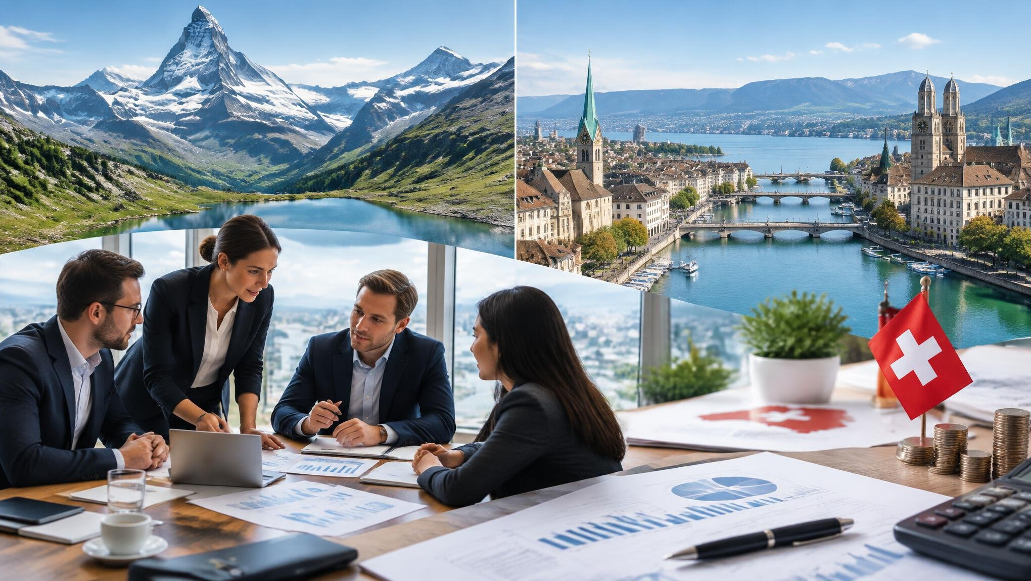 swiss landscape with mountains